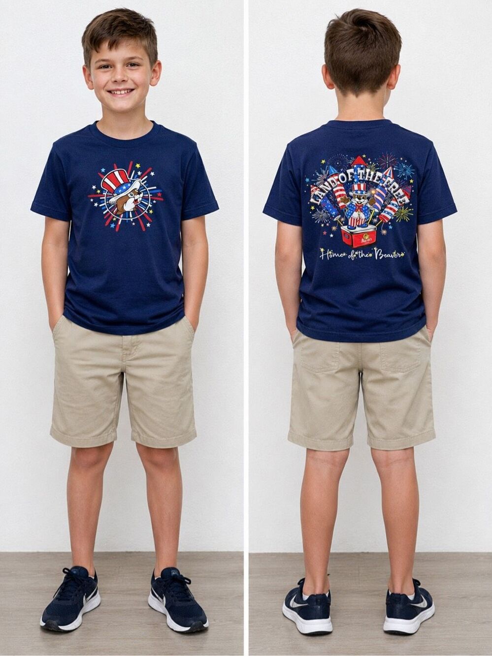 Buc-ee’s Patriotic Graphic T Shirt Land Of The Free Fireworks 100% Cotton Sz YS